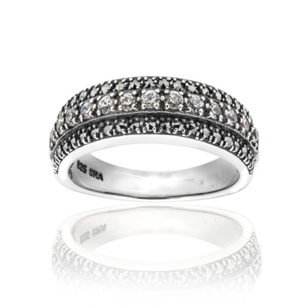 Marcasite and Cubic Zirconia Sterling Ring - 01R216CZ - Click Image to Close